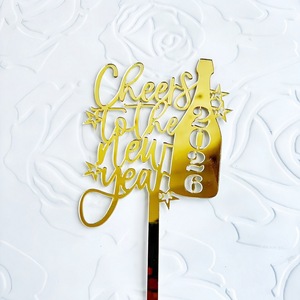 Décorations de gâteau en acrylique « Bonne Année 2026 » – Miel et Douceur – Accessoire pour gâteaux de Noël et du Nouvel An Chinois - Product Image 6