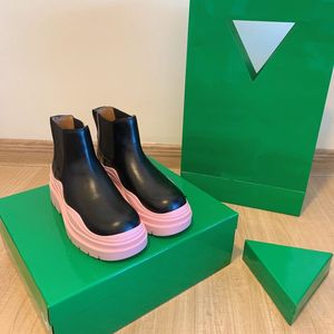 Women <b>Platform</b> Chelsea Snow <b>Boots</b> Slip-On Thick Sole Genuine Leather Rubber Elastic Side Waterproof Anti-Slip Casual Ankle <b>Boots</b> - Product Image 1