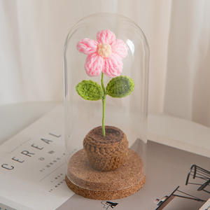 Laine rose tissée à la main crochet tournesol graduation saison simulation fleur immortelle plante en <span class=keywords><strong>pot</strong></span> - Product Image 4