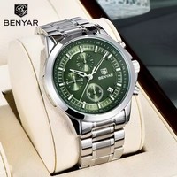 Montre pour homme BENYAR 5210, nouvelle montre à quartz de luxe pour homme, montre de sport, chronographe, étanche 50 m, lumière nocturne, cadeau pour homme