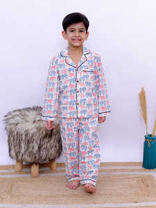 Pijamas de franela con diseño de elefante nuevo al por mayor para niños, conjuntos de pantalones largos para el hogar, ropa de dormir de algodón, ropa de dibujos animados - Product Image 6