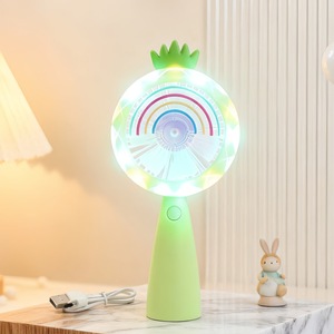Ventilador portátil de mano con luz LED, recargable por USB, para viajes al aire libre, regalo para estudiantes - Product Image 2
