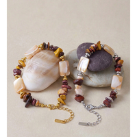 Bracelet en chaîne à billes en acier inoxydable JINYOU 3478, bracelet géométrique en pierres naturelles et coquillages, bijoux pour la vente en gros