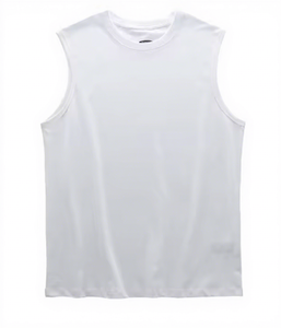 <b>Men's</b> <b>White</b> Sleeveless O-Neck Tank Top Solid Knitted Casual <b>Vest</b> Plain Dyed Breathable Style - Product Image 1