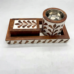 Juego de Bakhoor de Madera Natural con Quemador de Incienso Hecho a Mano, Cajas de Almacenamiento y Bandeja Decorativa para Fragancia del Hogar y Decoración de Interiores - Product Image 1