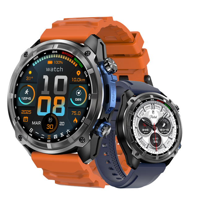 2025 GPS Smart Watch DTG1 Flashlight Compass Barometer Altitude Multi Sports Mode 860mAh 5ATM Waterproof Outdoor Smart Watches