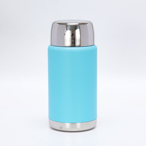 Double Layer Thermos Jar Sea Blue Stainless Steel Lid Vacuum Insulated Portable Lunch Box Large Capacity Cylinder Shape - Product Image 1