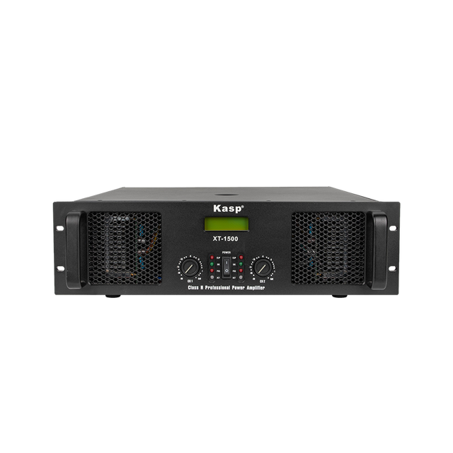 XT-1500 Dual Mode 2-Channel Industrial Amplifier XLR+TRS 3 Sensitivity LCD Soft Start 4ohm Metal Smart Cooling Protections for