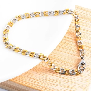 1pc <span class=keywords><strong>Bracelet</strong></span> unisexe en <span class=keywords><strong>acier</strong></span> <span class=keywords><strong>inoxydable</strong></span> plaqué or, chaîne cubaine, couleur argent et or, bijoux tendance style punk - Product Image 5