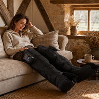 Masseur pieds-cuisses à compression d'air 5 chambres 30-240 mmHg, réglable, rechargeable, sans fil, pour la relaxation à domicile