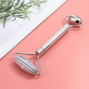 Rouleau de <span class=keywords><strong>Massage</strong></span> pour le visage en acier inoxydable, outil en <span class=keywords><strong>Jade</strong></span>, métal glacé, avec aiguilles - Product Image 4