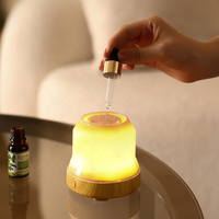 Lampe d'aromathérapie sans eau Batterie USB Double usage Portable Machine d'aromathérapie à grain de bois Pulvérisation automatique d'huile essentielle