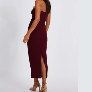 ชุดเดรสยาวทรงเข้ารูปสีแดงเข้มแบบไร้สายสำหรับงานปาร์ตี้ฤดูร้อน แฟชั่นสำหรับผู้หญิง เหมาะสำหรับงานพรอมหรืองานกลางคืน - Product Image 3