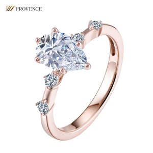 Anillos de Joyería de Moda con Diamantes Cultivados en Laboratorio con Corte de Pera en Oro Rosa de 18K, 14K y 10K, Certificados por IGI, Gran Oferta, Alta Joyería para Mujer - Product Image 1