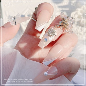 Paso Sico Vente en gros de bijoux pour l'art des ongles, pendentif en cristal <span class=keywords><strong>flocon</strong></span> de neige, zircon, or, argent, glands pour ongles, breloques pour décorations d'ongles - Product Image 3