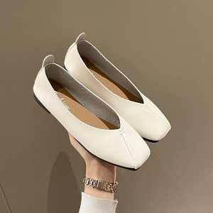 Chaussures plates en cuir PU pour femmes, à bout carré, confortables pour la marche, souples à enfiler, respirantes, style ballerines, pour l'automne, l'été et le printemps - Product Image 5