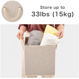Bacs de rangement en tissu de bambou, bacs à caisson pliables, avec poignée de corde en coton, panier résistant, organiseur pour étagères, placard, nouveauté - Product Image 3