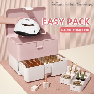 Double Layer Plastic Nail <b>Storage</b> <b>Box</b> Multifunctional Manicure <b>Tool</b> Case for Nail Lamp Glue Supplies Home Organizer Kit - Product Image 1