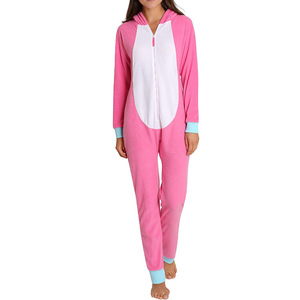 Women's <strong>Adult</strong> Tights Plush Hooded Zipper Nightdress Hot pink <strong>unicorn</strong> Animal Winter Embroidered Breathable Fleece <strong>Onesie</strong> - Product Image 2