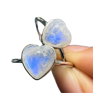 Healing Blue Moon Stone Natural Rose Quartz Crystal Citrine Kunzite Oval Polished Love Theme Silver Crystal <b>Rings</b> - Product Image 1