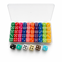 Lot de 50 dés acryliques tétraédriques de 16 mm, 10 couleurs, boîte en plastique, ensemble mixte
