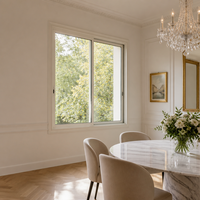 Fenêtre en aluminium JUNYAO Factory Cream Villa 2,0 mm avec verrouillage multipoints, résistante aux intempéries, insonorisée, isolation thermique, CE NFRC, extérieur, hôtel