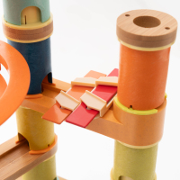 Wood Marble Run Game Ball Race Track Kit Construction Toys Spiral Building Blocks Set Wooden Marble Run