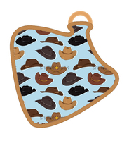 Bavoir en forme de vache Western Sketch, imprimé bottes de cowboy et cactus avec anneau en bois pour bébés garçons