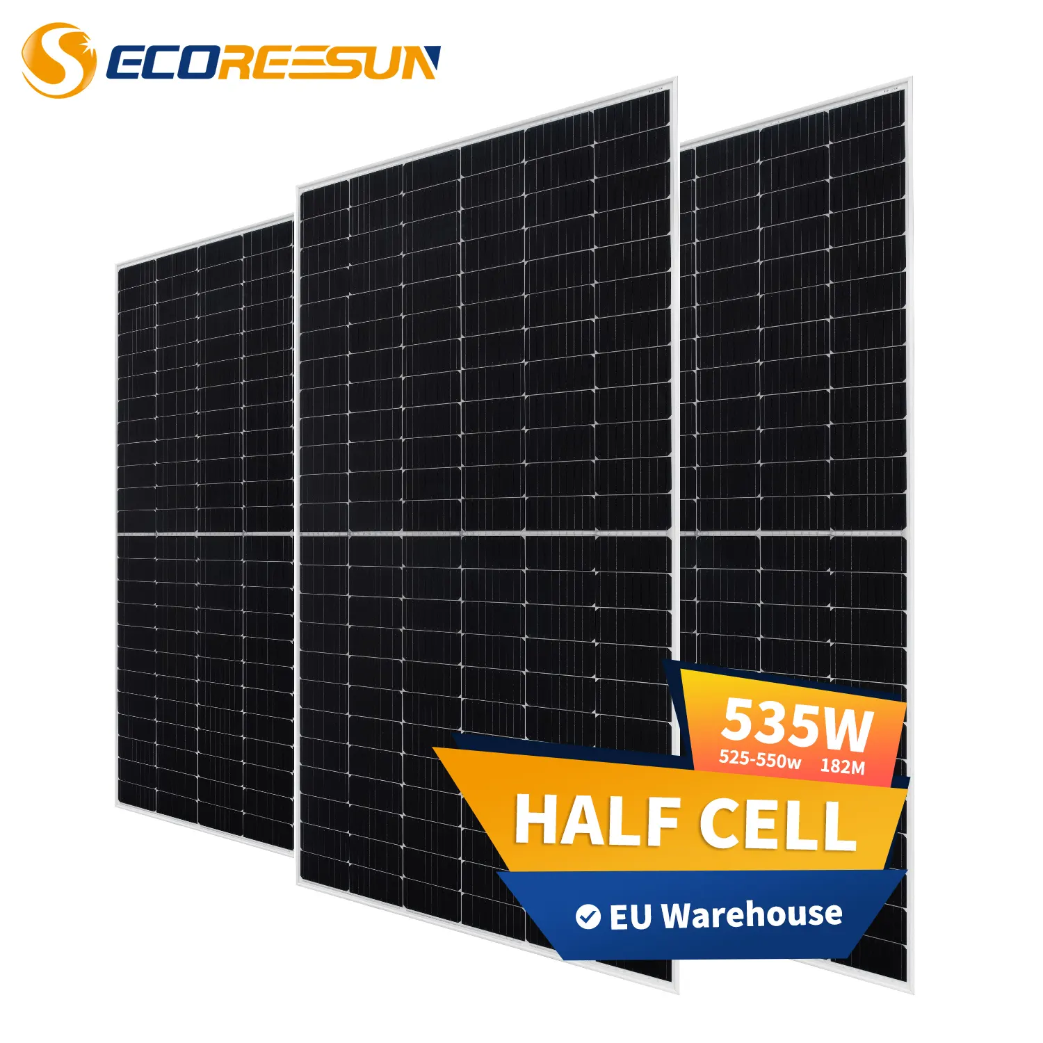 סין Oem מונו 550w 48v 24v משמש פנלים סולאריים מכירה Polycrystalline EcoReesun כפולה זכוכית 182mm 550w 144 תאים