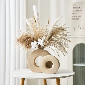 Nodic Modern Ceramics Donuts <strong>Vase</strong> Sets Pampas Grass Pot Natural Dried <strong>Flowers</strong> Wedding Home Decor Bouquet Frosted Tabletop <strong>Vase</strong> - Product Image 2