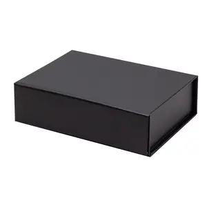 Cajas de cartón rígido con tapa magnética para embalaje de regalo negro superficial marca A6 con logotipo personalizado