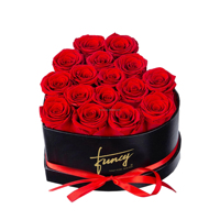 Boîte Cadeau Ronde en Velours avec Rose Éternelle Préservée, Décoration Artisanale pour Mariage, Maison, Noël ou Halloween