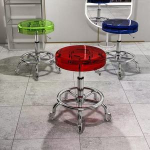 เก้าอี้เสริมสวย เก้าอี้ทำงานขนาดใหญ่ เก้าอี้หมุนยกได้แบบมีล้อ เก้าอี้ทรงกลมอะคริลิค สำหรับร้านตัดผมและร้านเสริมสวย - Product Image 3