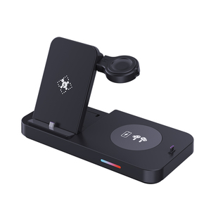 Chargeur sans fil magnétique 4 1 <span class=keywords><strong>Station</strong></span> <span class=keywords><strong>de</strong></span> <span class=keywords><strong>charge</strong></span> <span class=keywords><strong>multi</strong></span>-téléphone portable pliable pour microphone iPhone 15 Pro Max - Product Image 1