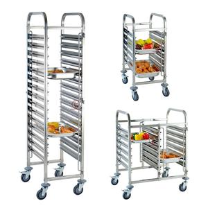 Chariot de casseroles GN <span class=keywords><strong>Gastronorm</strong></span> en acier inoxydable à deux rangées pour plateaux de cuisson pour hôtels restaurants équipement de boulangerie Construction durable - Product Image 3