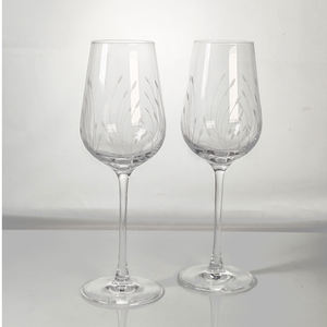 Verre à vin soufflé à la main gravé avec un motif floral, verres à cocktail à long pied transparents pour mariage, anniversaire, fête - Product Image 5