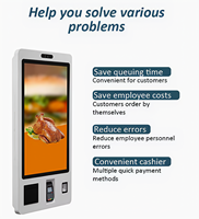 Kiosque de libre-service avec lecteurs de cartes, écran tactile, terminal de paiement POS, machine de commande en libre-service pour la vente au détail et la restauration