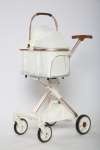 Cochecito de lujo para mascotas Light Dog Back blanco y rosa Car Pet Cart 4 Ruedas <span class=keywords><strong>2</strong></span> en 1 Cochecito para mascotas - Product Image 3