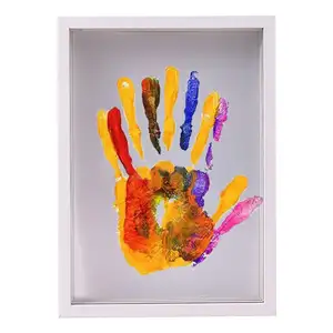 Wooden Clear Family Handprint Kit Handprinter Footprint Picture Baby 12 Months Print Keepsake Multicolor Diy Art Frame Gift