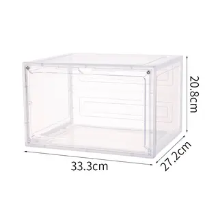 Shoe Storage Box New Fashion Plastic Magnetic Shoe Box Side Open Front Open Storage Snacker Box Clear Stackable Acrylic Shoe Storage Container
