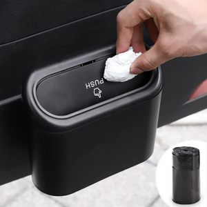 Cubo de basura para vehículos, soporte organizador de basura con un rollo de bolsa de basura, tapa de cubo de basura de plástico para coche, solución organizadora conveniente para coche - Product Image 2
