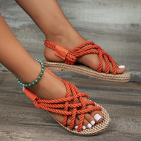 Sandales Romanesque en lin tissé polyvalentes style influenceur pour femme, collection automne 2026, nouvelle arrivée, qualité export, grandes tailles, décontractées