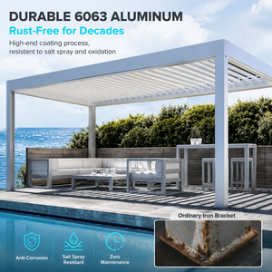 Toldos de pérgola independientes HENLIXO con apertura ajustable, techo para patio, control remoto y <span class=keywords><strong>toldo</strong></span> retráctil. - Product Image 3