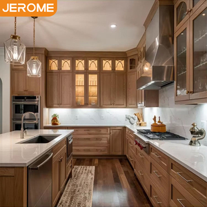 Vendita calda Design personalizzato pronto per assemblare mobili armadio intero Set rustico noce massello in legno massello armadi da cucina - Product Image 2