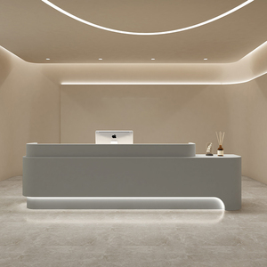 Fiberglass Contemporary Reception Desk Luxury Modern Front Desk Art Shape for Hotel Office Lobby - Product Image 2