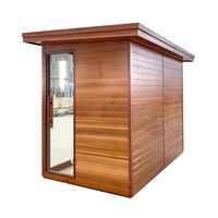 Cabine de sauna extérieure moderne en bois de cèdre rouge massif pour 6 personnes, avec chauffage Harvia Sona 6KW
