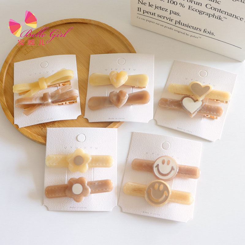 Bellegirl оптовая продажа японских и корейских учащихся, модный свитер, аксессуары для волос, комплект из 2 предметов, из ацетата Сердце заколки для волос