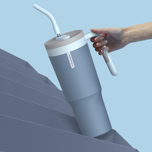 Logotipo personalizado, nuevo diseño, taza de 40oz, vaso de acero inoxidable de doble pared, taza de cerveza aislada al vacío para deportes de Metal con asa y pajita - Product Image 6