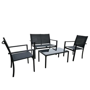 Hiện Đại 4-Mảnh Patio Set-Khung Thép Đồ Nội Thất Ngoài Trời Với Bảng & 3 Ghế Cho Khu Vực Trò Chuyện Vườn - Product Image 2