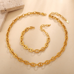 Ensemble de chaînes de corps géométriques en alliage de zinc, unisexe, pour usage quotidien, design nez de cochon, bijoux de mode multicolores - Product Image 2